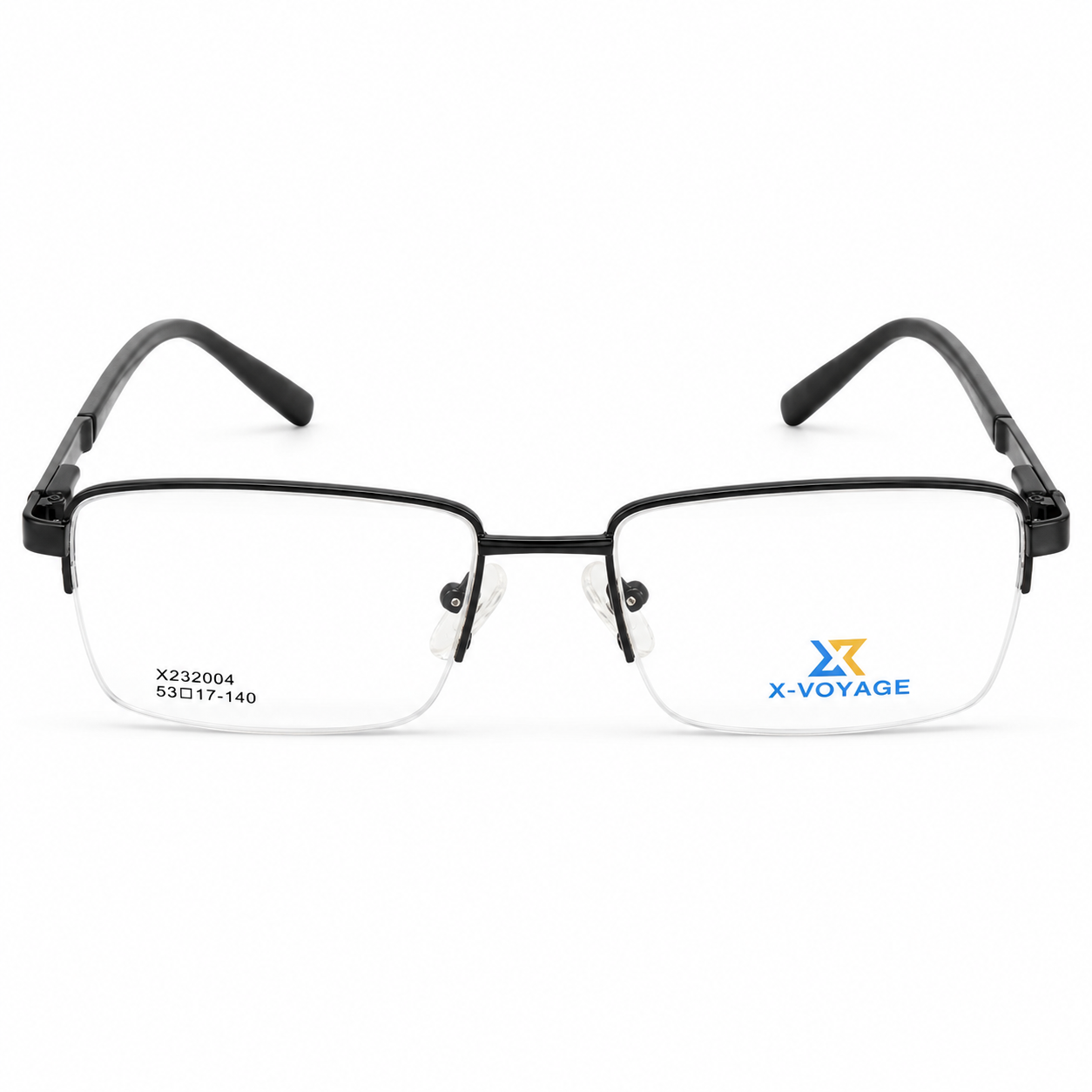 X-Voyage Classic Black Half-Rim Rectangle Eyeglasses