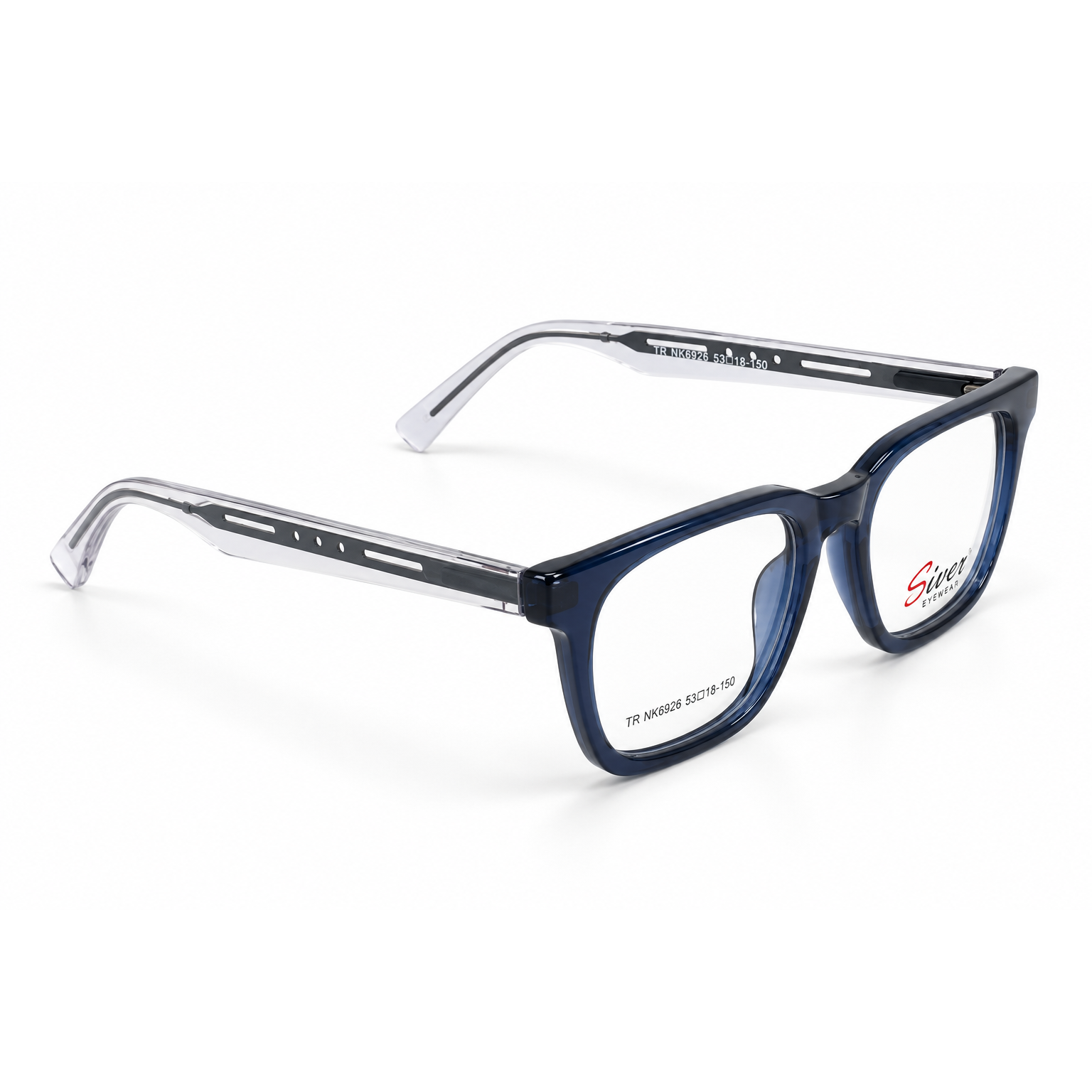 Dark Navy Blue + Transparent Clear + Silver