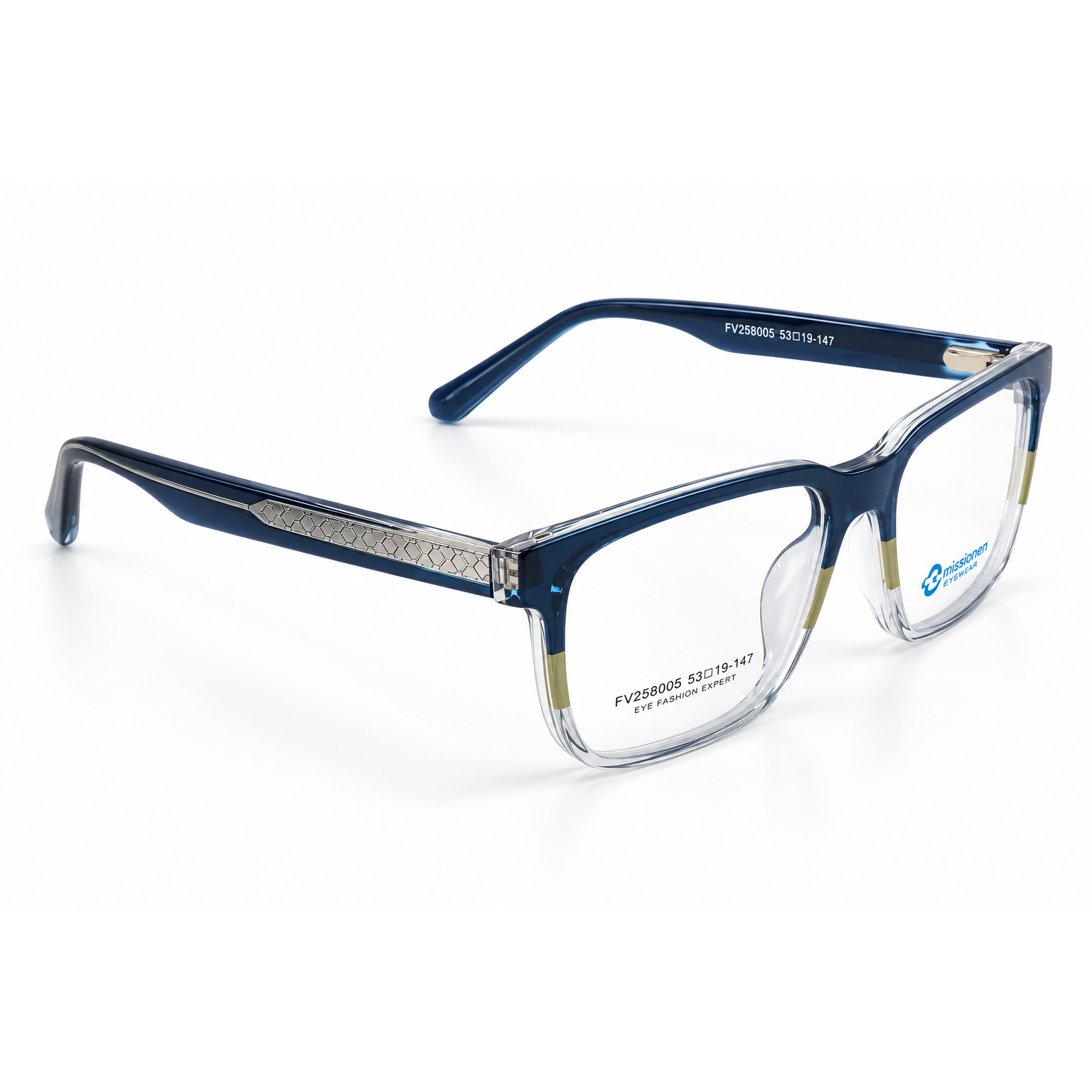 Transparent Navy Blue + Clear Crystal + Olive Gold